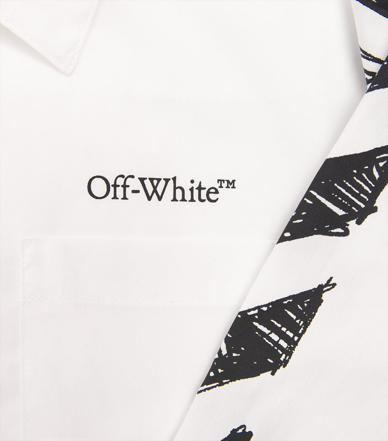 Off-White kids cotton diagonal sketch shirt (4-12+ years), imported from the UK