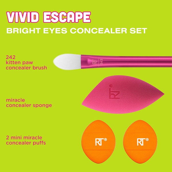 Real Techniques Concealer brush sponge set Vivid Escape, imported from the UK