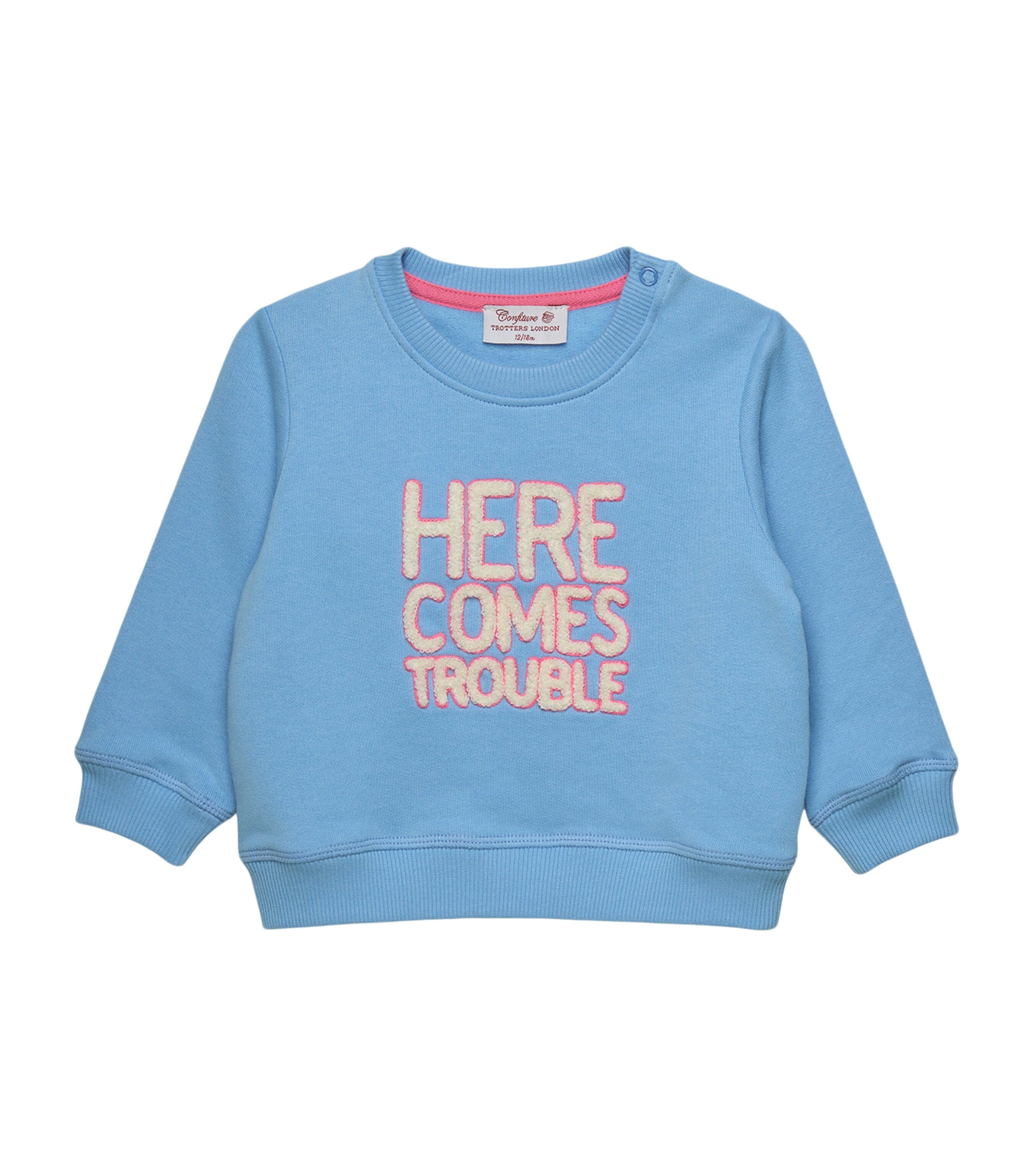 Trotters cotton Here Comes Trouble sweatshirt 3-24 months (British brand)