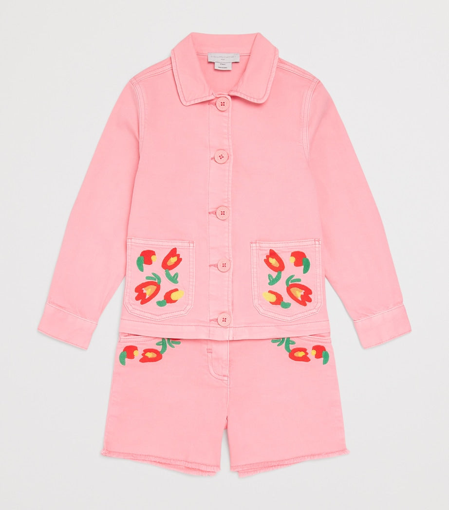 Stella McCartney Kids embroidered denim shorts for ages 3-14 years (British brand)