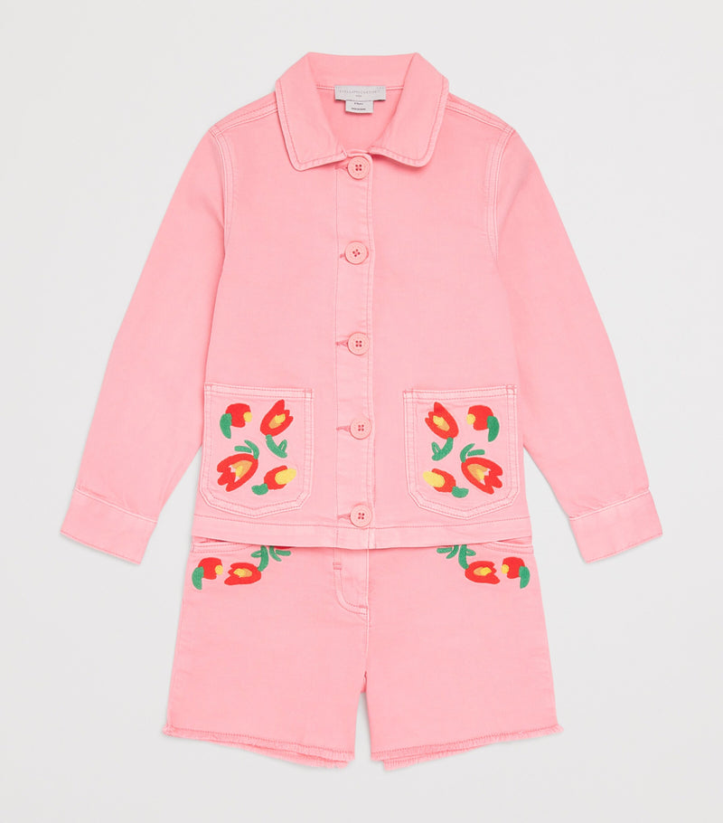 Stella McCartney Kids embroidered denim shorts for ages 3-14 years (British brand)