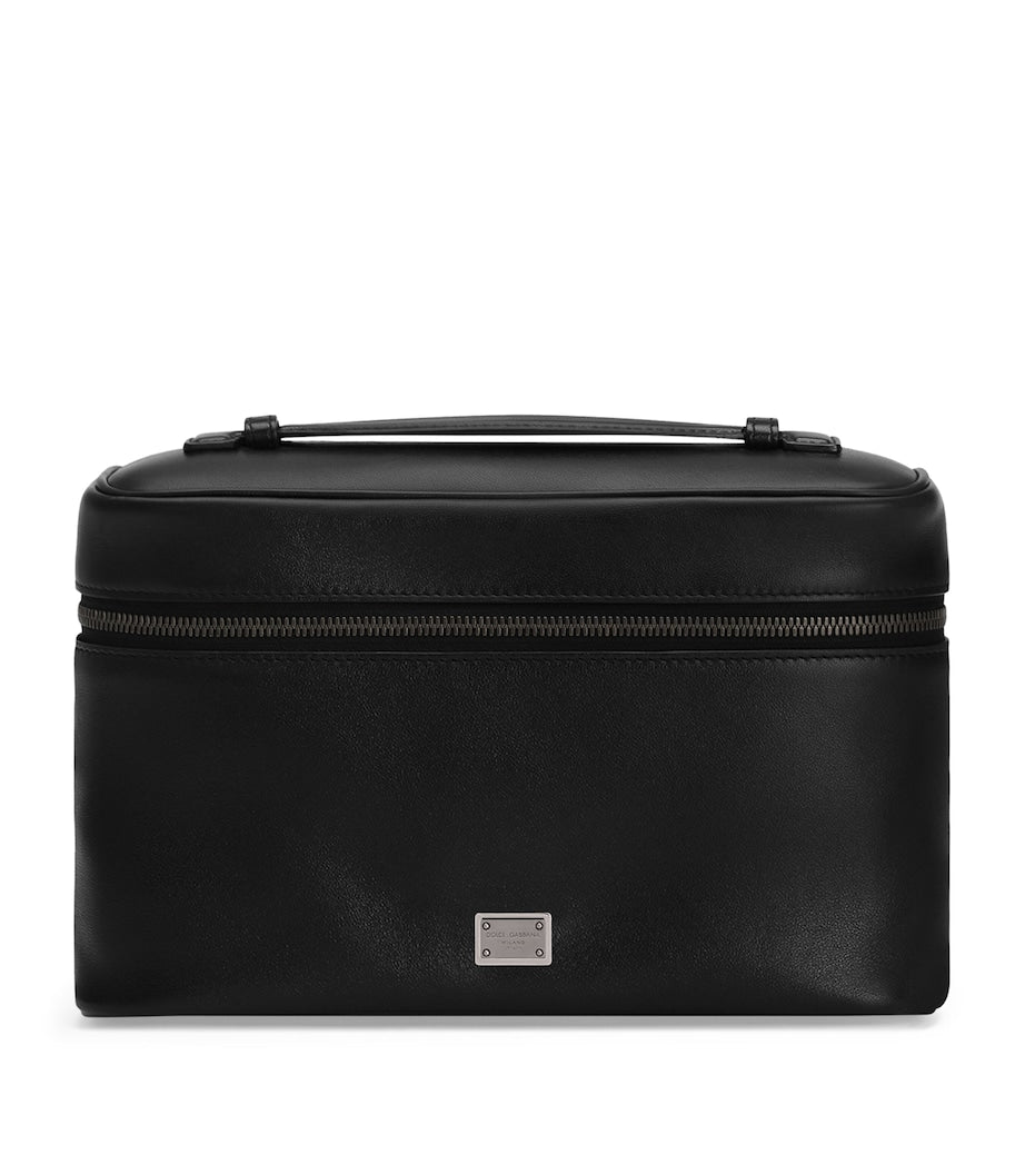 Dolce&Gabbana leather logo plaque toiletry bag - British product