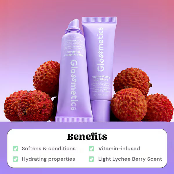 DNR Glossmetics Lychee Berry Lip Glaze, imported from the UK