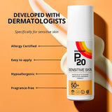P20 Sensitive Sun Cream SPF50 200ml, imported from the UK