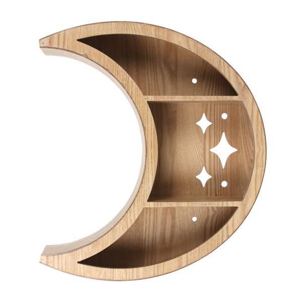 Something Different Wooden Crescent Moon Wall Shelf 42x37cm (British brand)