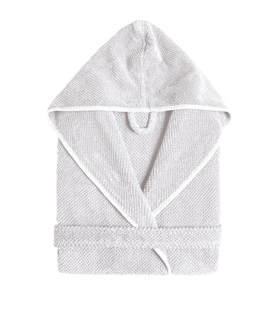 Hooded Bathrobe in Bee Waffle Weave, Small/Medium Size