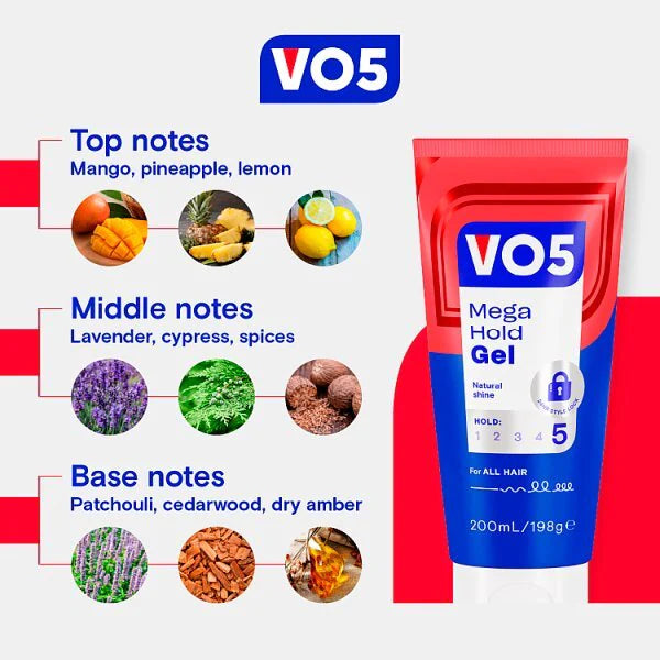 Vo5 Mega Hold Styling Gel Men's 200ml (British brand)