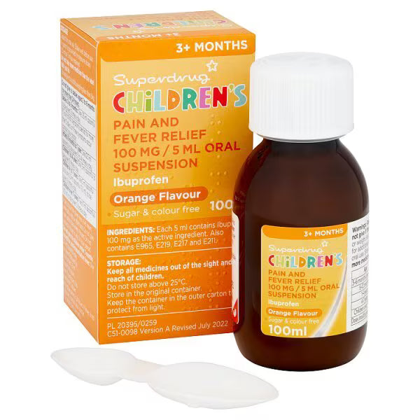 Superdrug Children's Paracetamol Suspension 100mg/5ml (British brand)