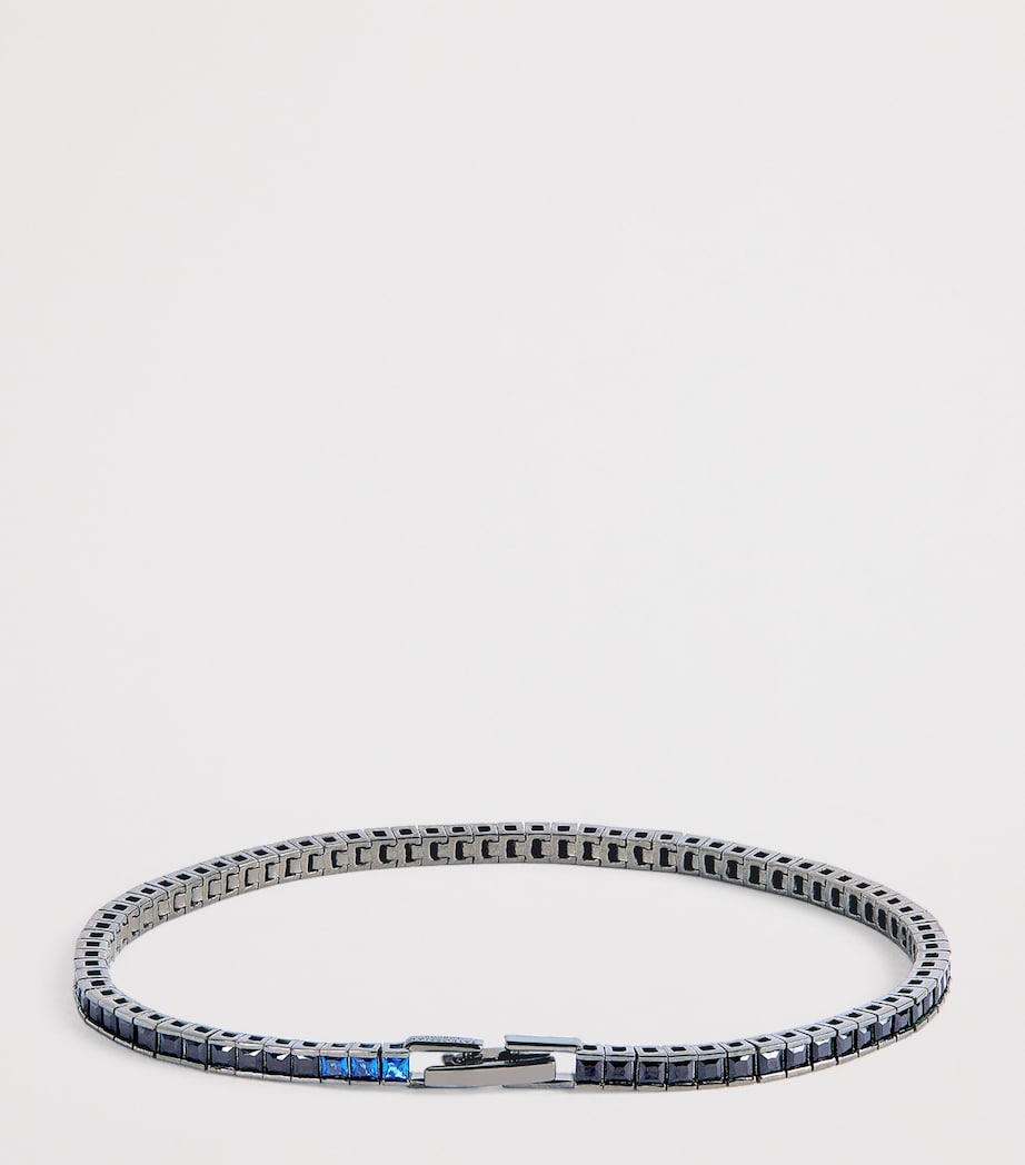 Tateossian sterling silver tennis bracelet with nano stones (British brand)