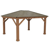 Yardistry 12 x 16ft (3.7 x 4.9m) Wooden Gazebo with Peaked Aluminium Roof - McGrocer
