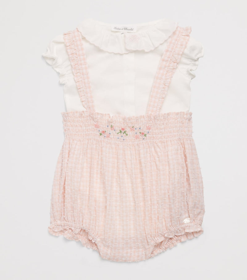 Tartine et Chocolat cotton gingham bodysuit and bloomers set for 0-18 months (British brand)