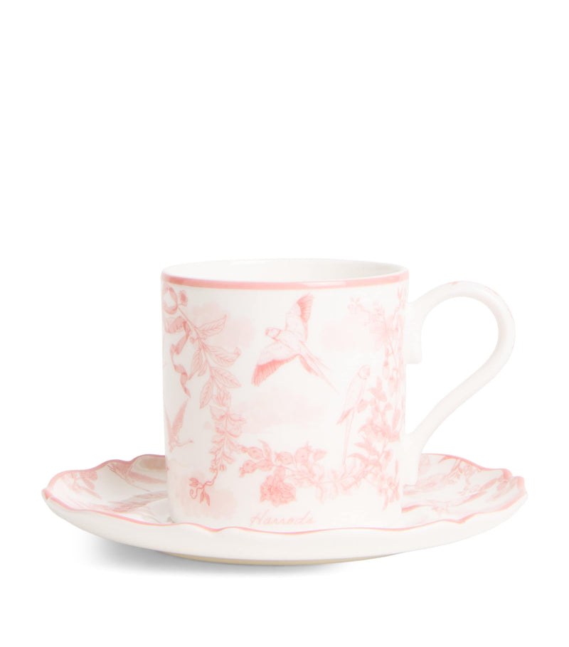 Harrods Fine Bone China Toile Espresso Cup and Saucer