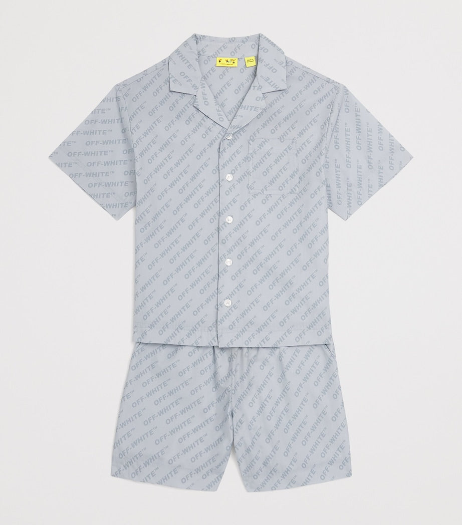 Off-White Kids Logo Bowling Shirt 4-12+ Years, imported from the UK