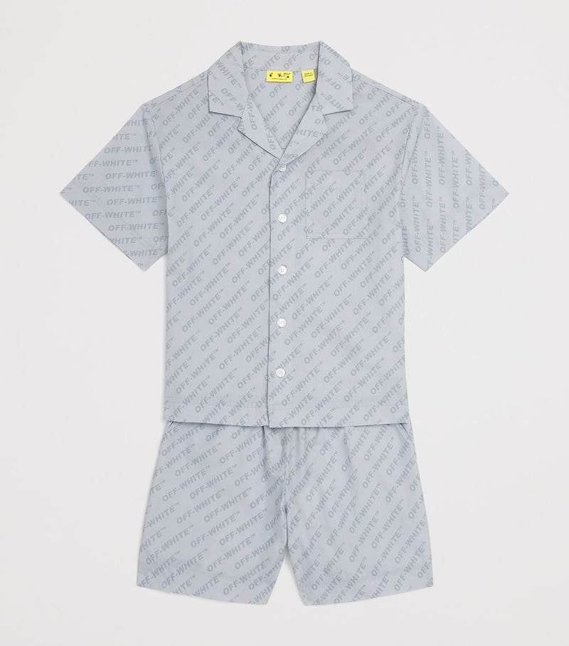Off-White Kids Logo Bowling Shirt 4-12+ Years, imported from the UK