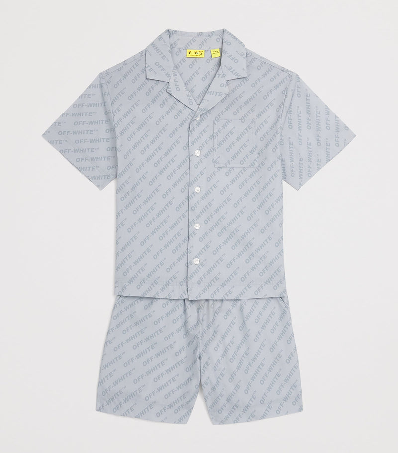 Off-White Kids Logo Bowling Shirt 4-12+ Years, imported from the UK