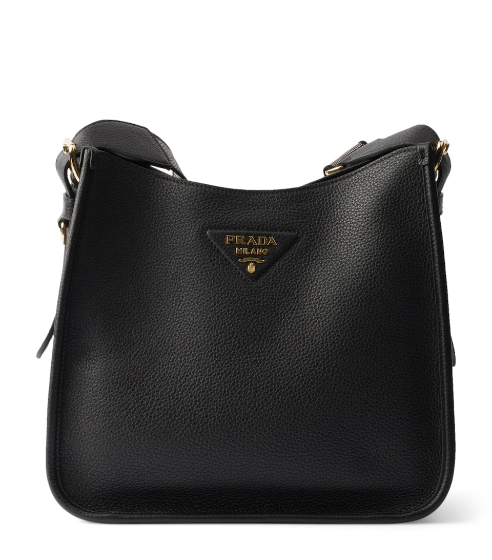 Scratch-Resistant Grained Leather Backpack with Buckle Fastening