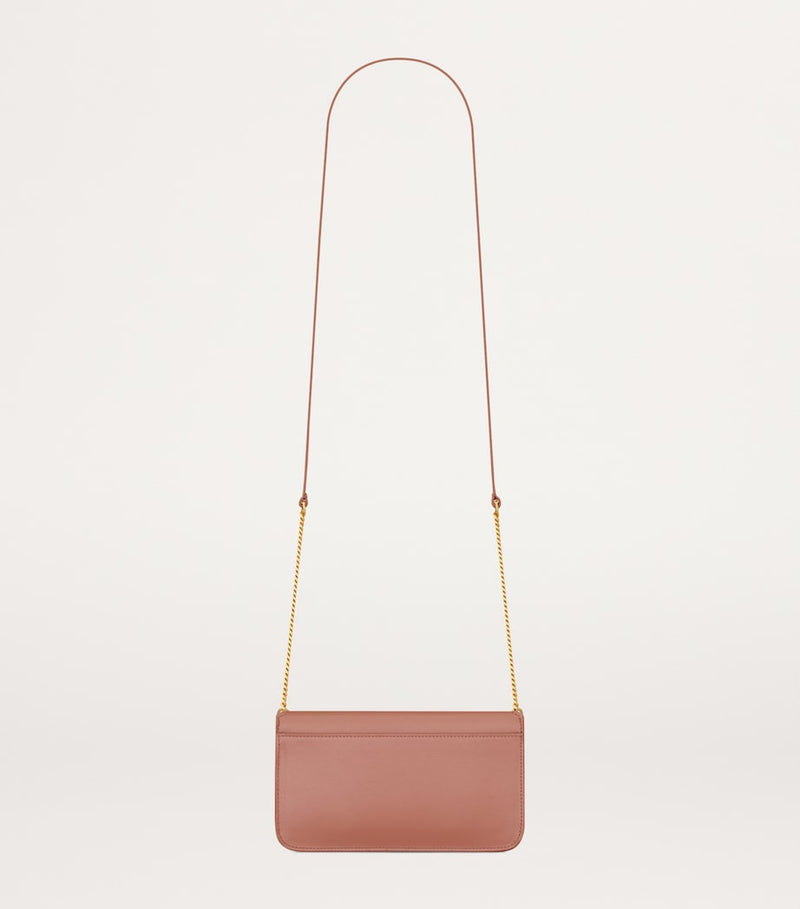 Saint Laurent leather Cassandre phone holder with chain strap, 11x18x2.5cm (British brand)