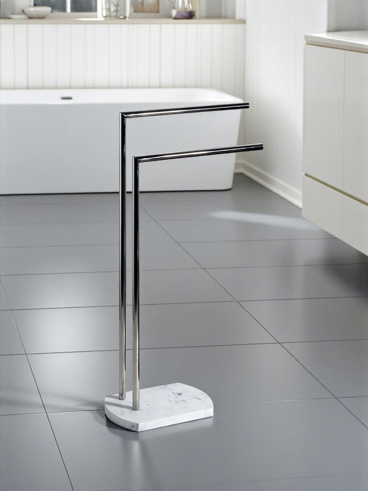 Showerdrape White Octavia freestanding towel stand 82cm height (British brand)