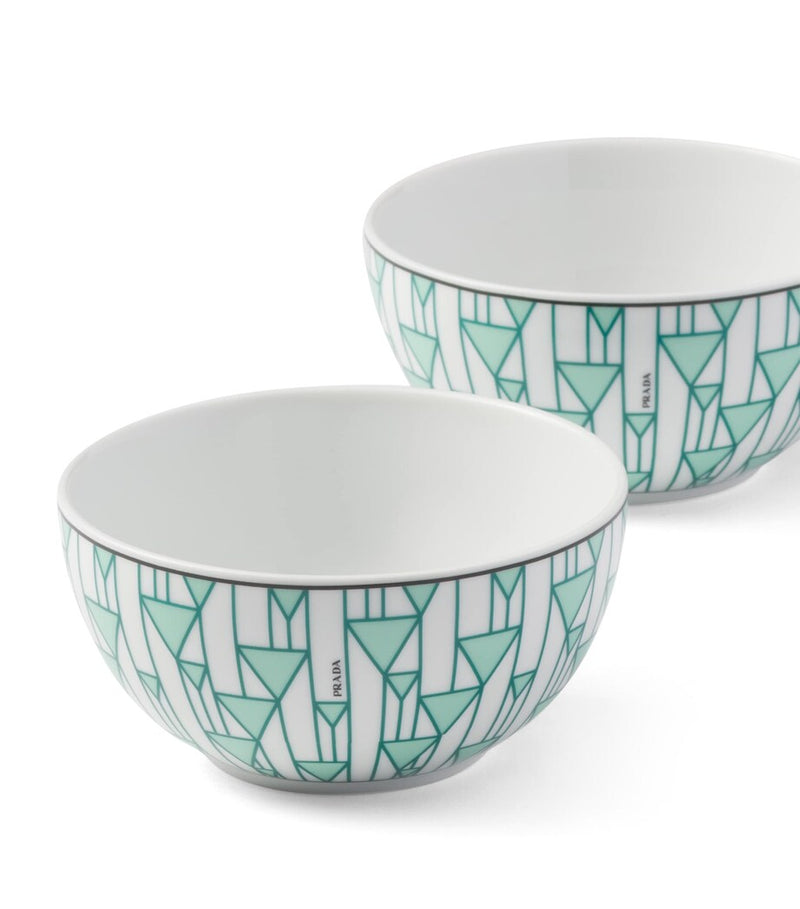 Prada porcelain rice bowls set of 2, 12cm width, imported from the UK