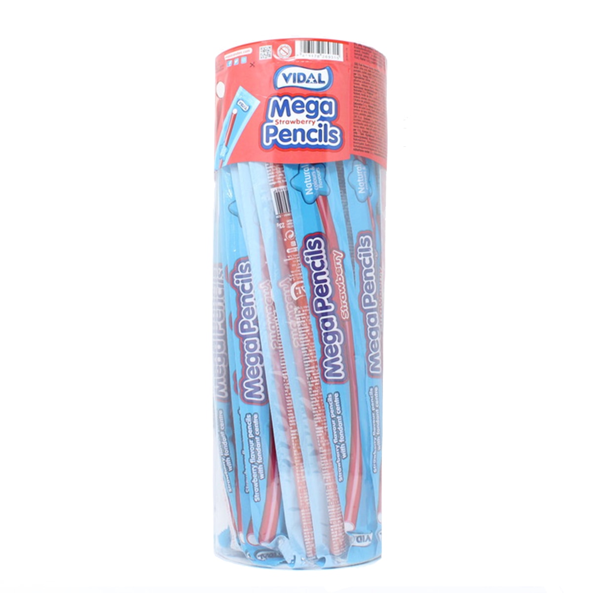 Vidal's Strawberry Mega Pencil hard sweets 40 x 23g (British brand)
