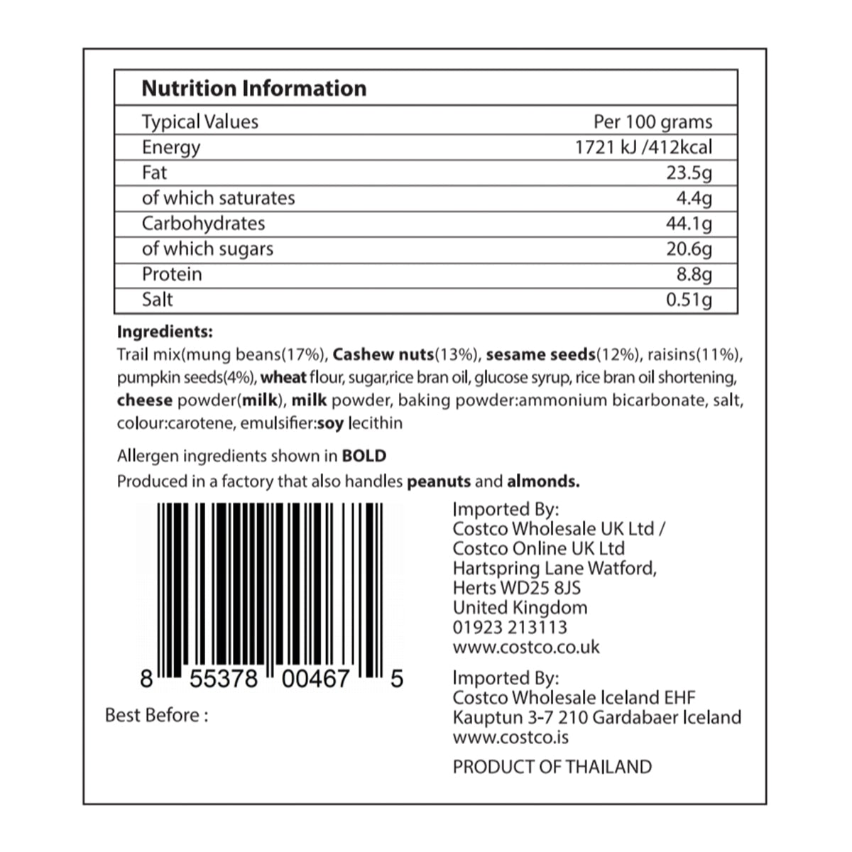 In Season Crispy Trail Mix Crackers 232g, UK version