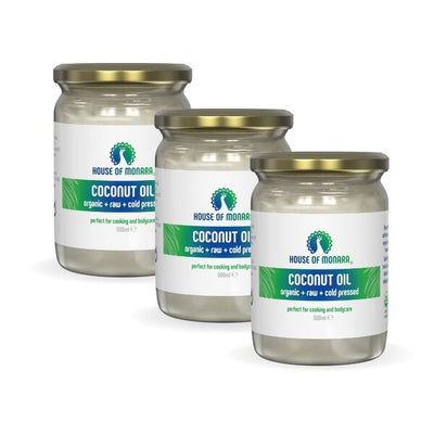 House of Monara Organic Extra Virgin Coconut Oil 500ml x3 Pack