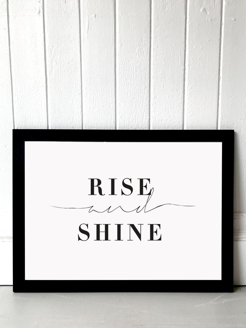Honeymoon Hotel Rise and Shine black framed print - British product