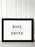 Honeymoon Hotel Rise and Shine black framed print - British product
