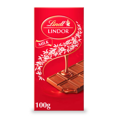 Lindt Lindor milk chocolate bar 100g, UK version