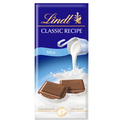 Lindt Classic Recipe milk chocolate bar 100g, UK version