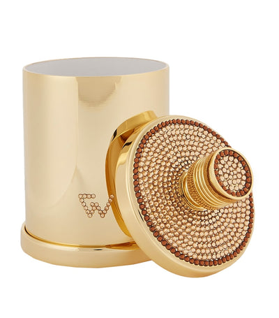 Cylinder Swarovski Crystal Gold-Plated Cotton Bud Jar