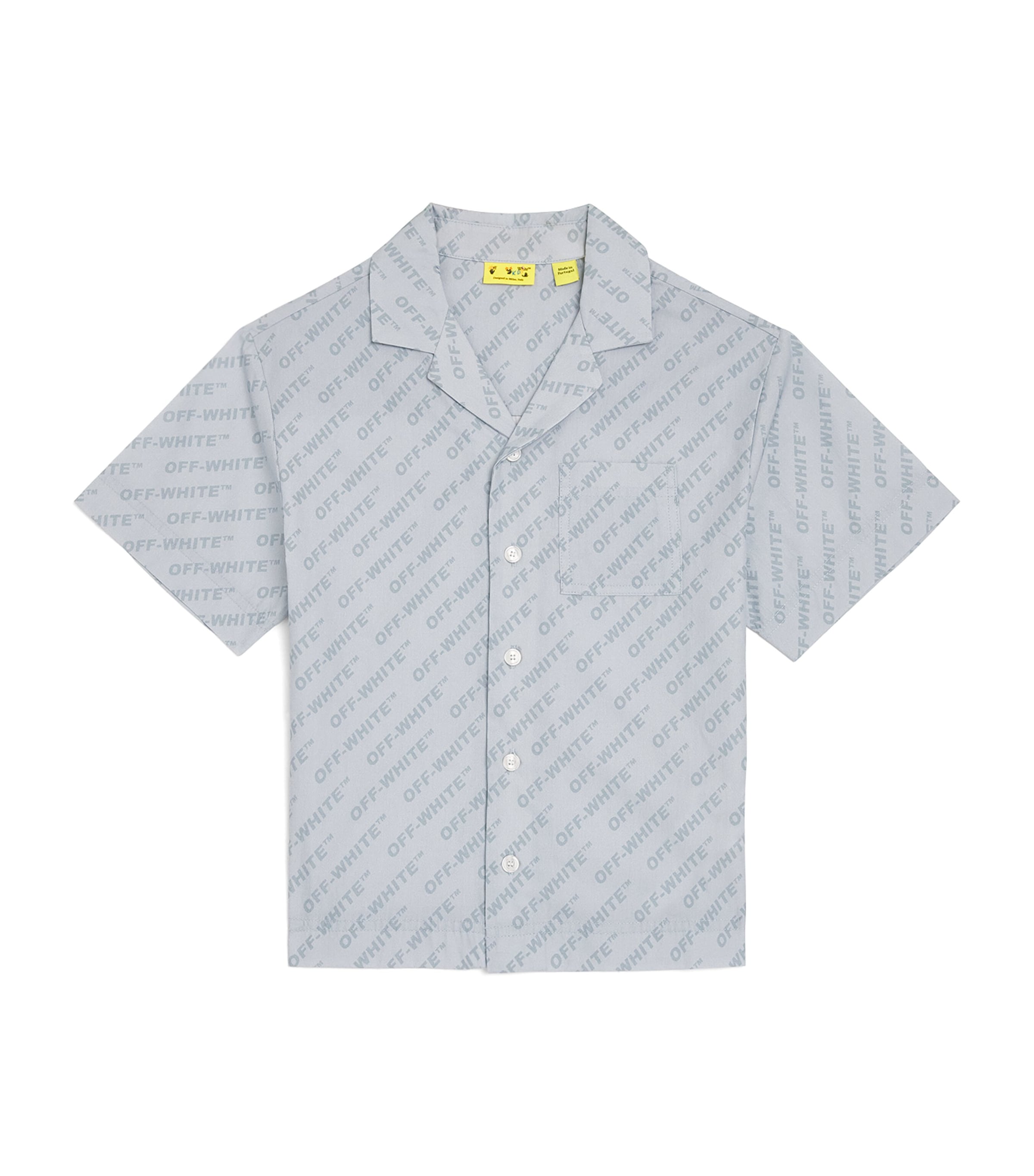 Off-White Kids Logo Bowling Shirt 4-12+ Years, imported from the UK