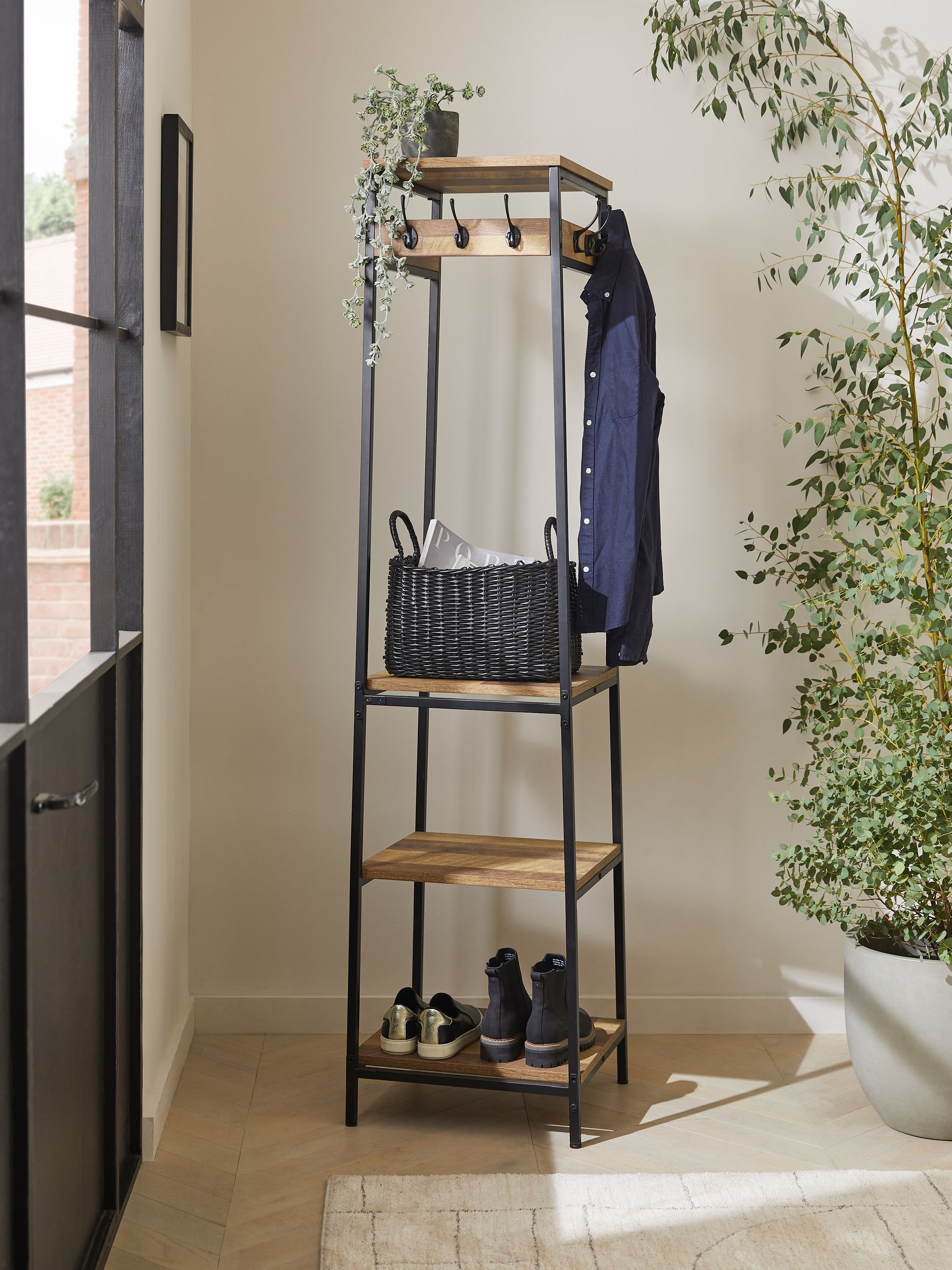Bronx Black coat stand 180cm tall - British product