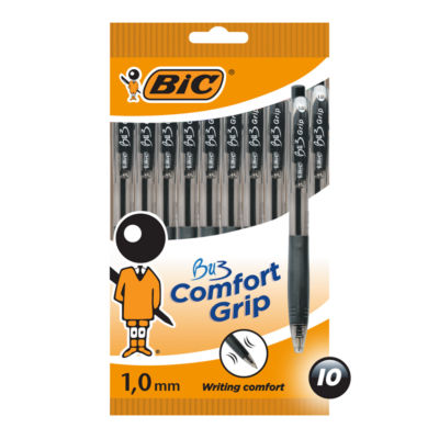 BIC BU3 Grip Ballpoint Pens Black 10-Pack