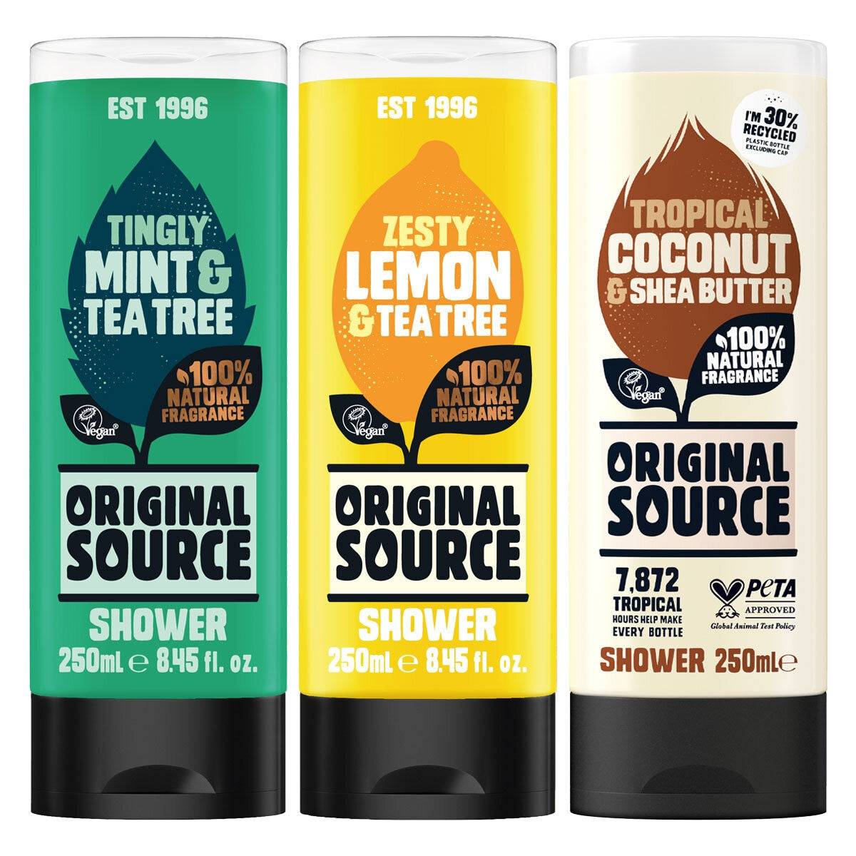 Original Source shower gel multipack 6 x 250ml, imported from the UK