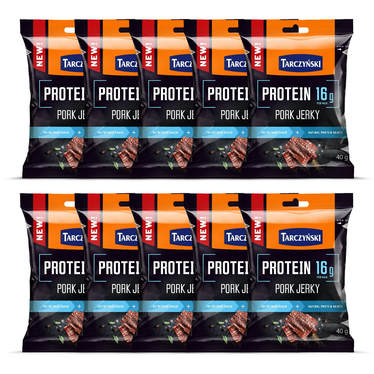 Tarczynski Protein Pork Jerky 10 x 40g (British brand)