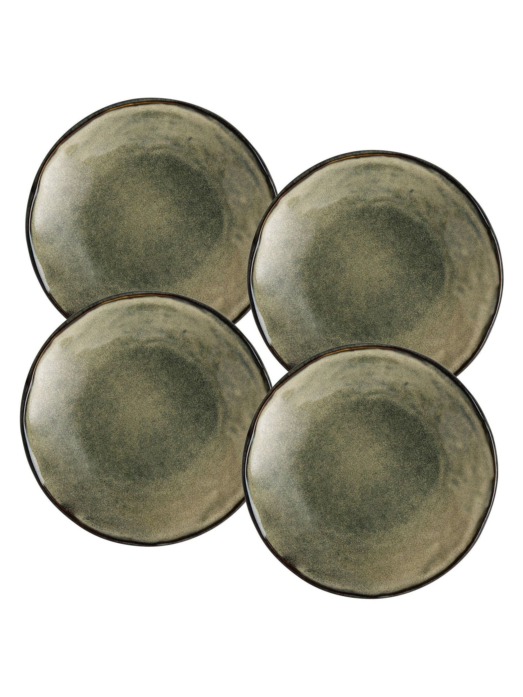 Dutch Rose Green Set of 4 Dinner Plates Set of 4 Side Plates