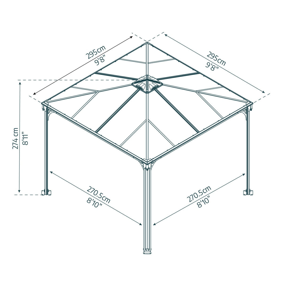 Palram Canopia Palermo gazebo 3x3m, imported from the UK