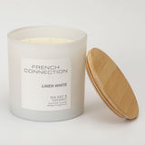 French Connection Pastel Scented Pillar Candle with Linen White or Orchid Petal fragrances 1.5kg - British product
