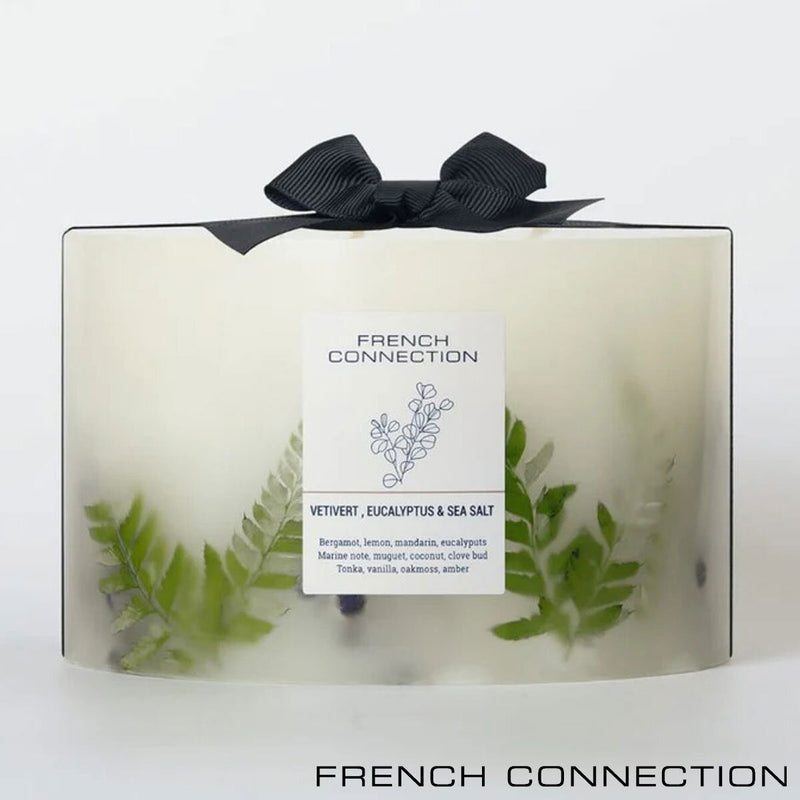 French Connection Botanical Scented Candle Vetivert Eucalyptus Sea Salt 1.5kg - British product
