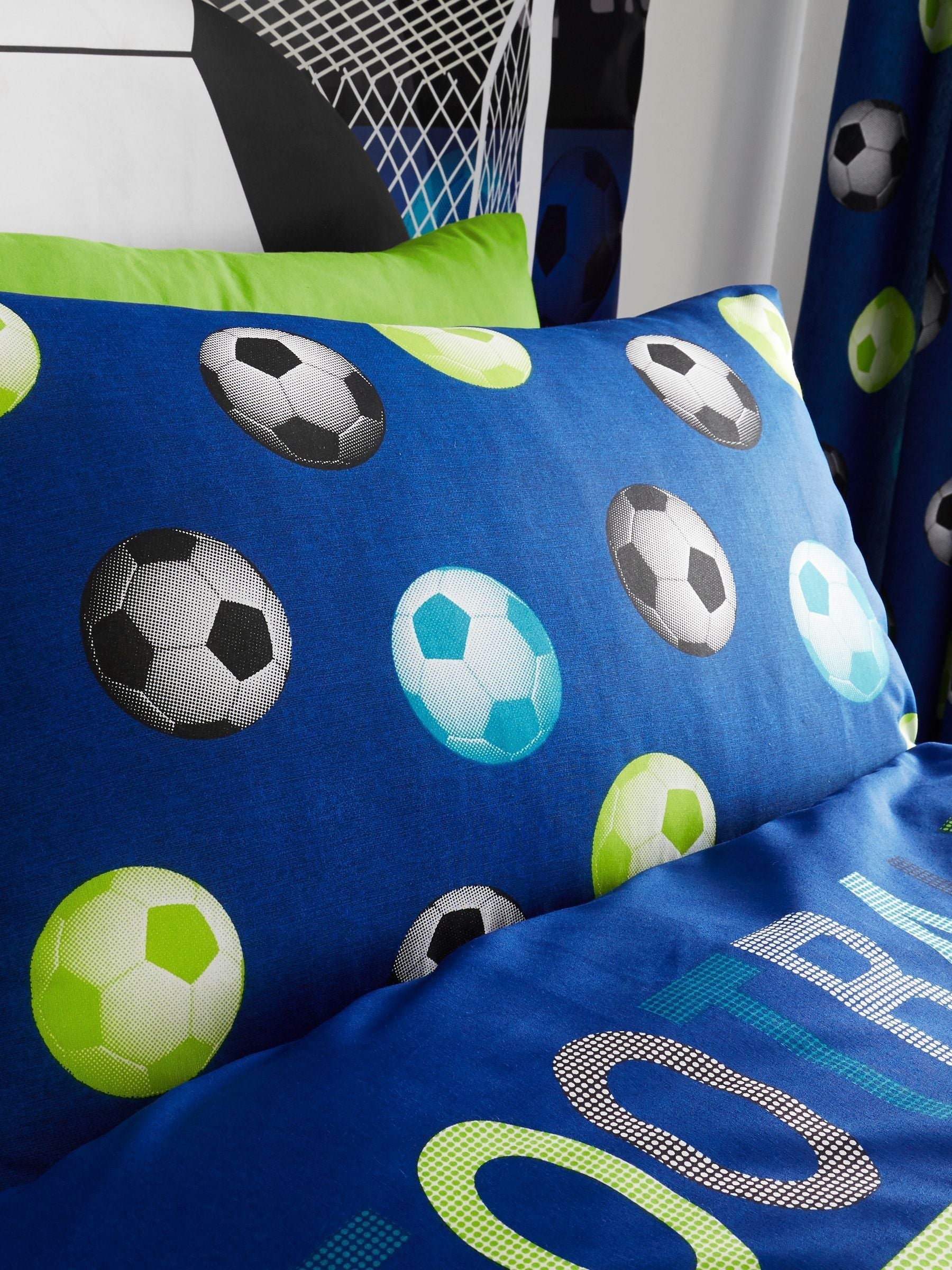 Catherine Lansfield blue football duvet cover and pillowcase set - British product
