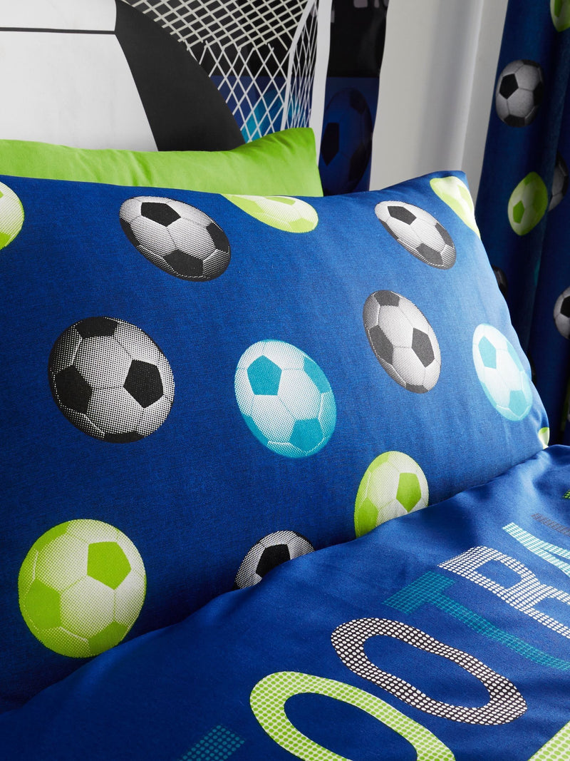 Catherine Lansfield blue football duvet cover and pillowcase set - British product