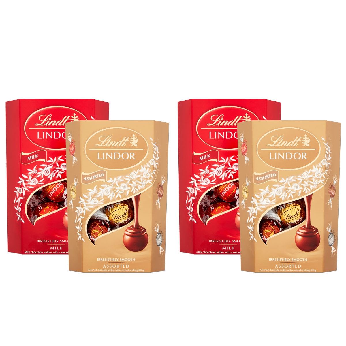 Lindt Lindor milk chocolate truffles 4x200g box, UK version