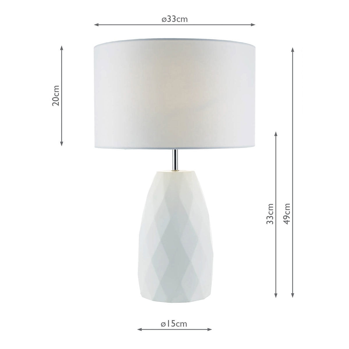 Geometric table lamp with white linen shade 1.5 kg - British product