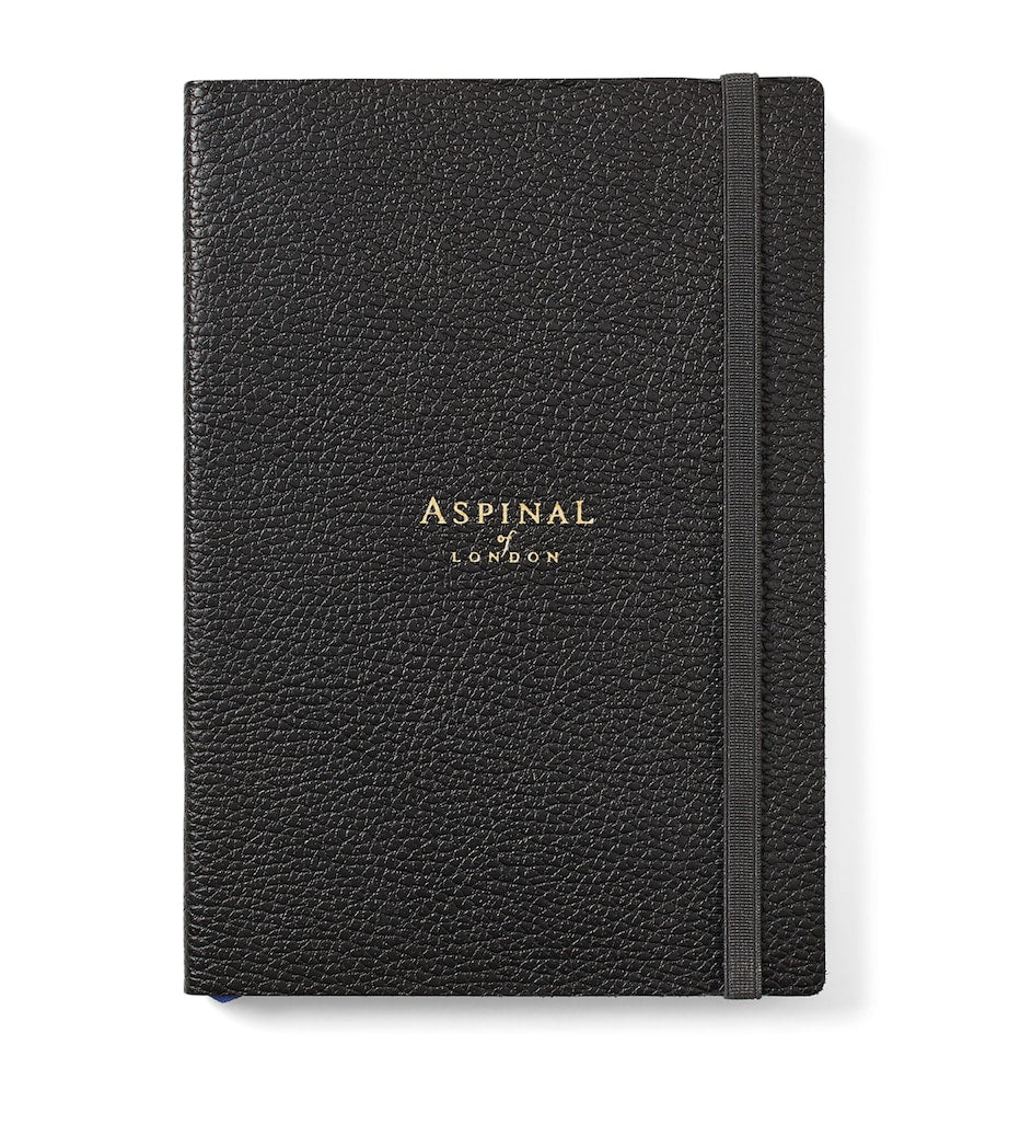 Aspinal Of London grained leather bound A5 notebook - British product