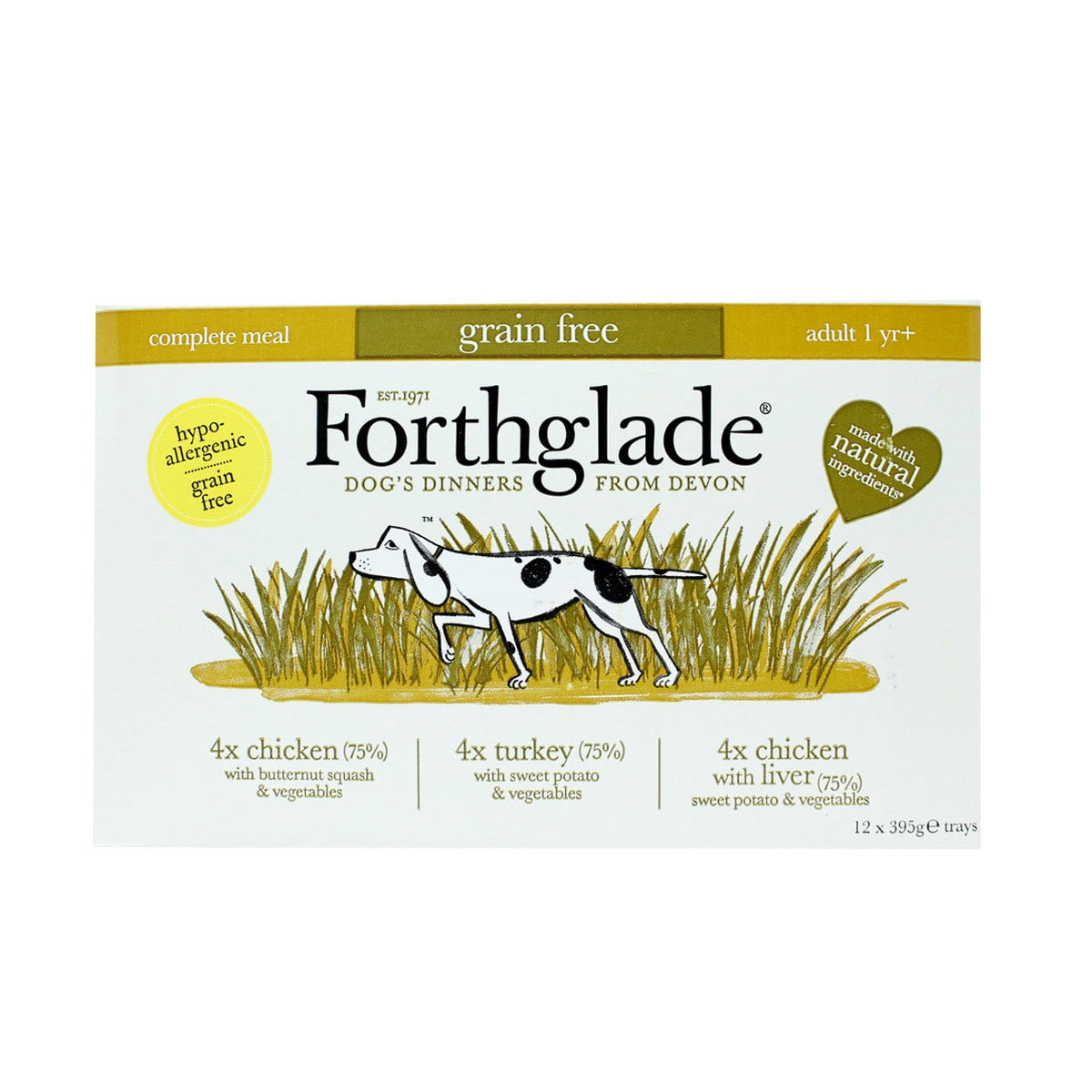 Forthglade Grain Free Variety Pack wet dog food 12x395g - British product