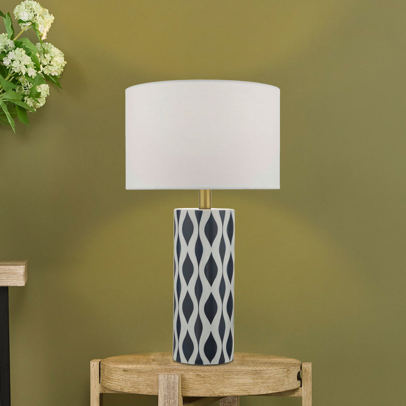 Weylin navy and white ceramic table lamp (British brand)
