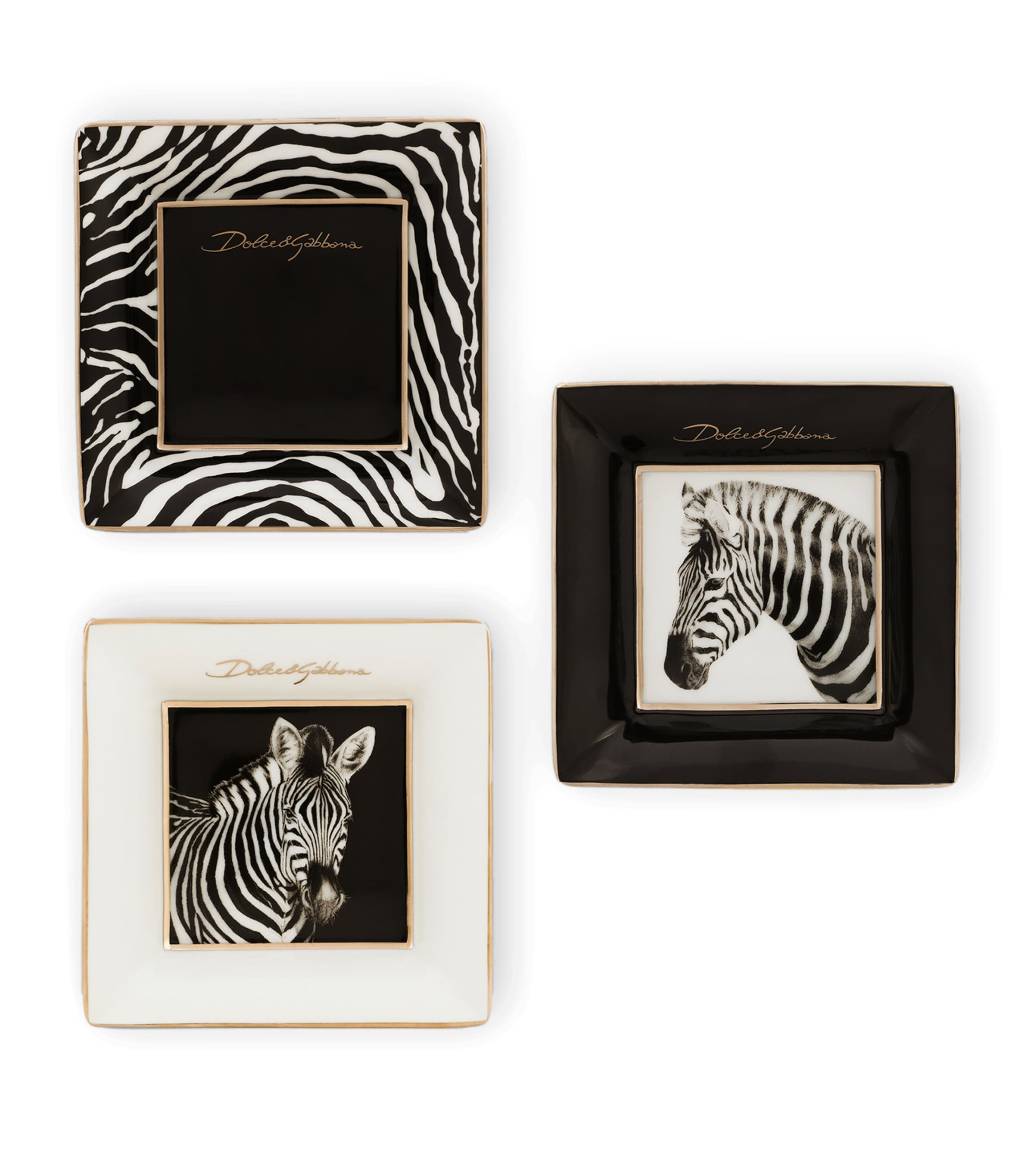 Dolce&Gabbana Casa zebra decorative square plates 10cm - British product