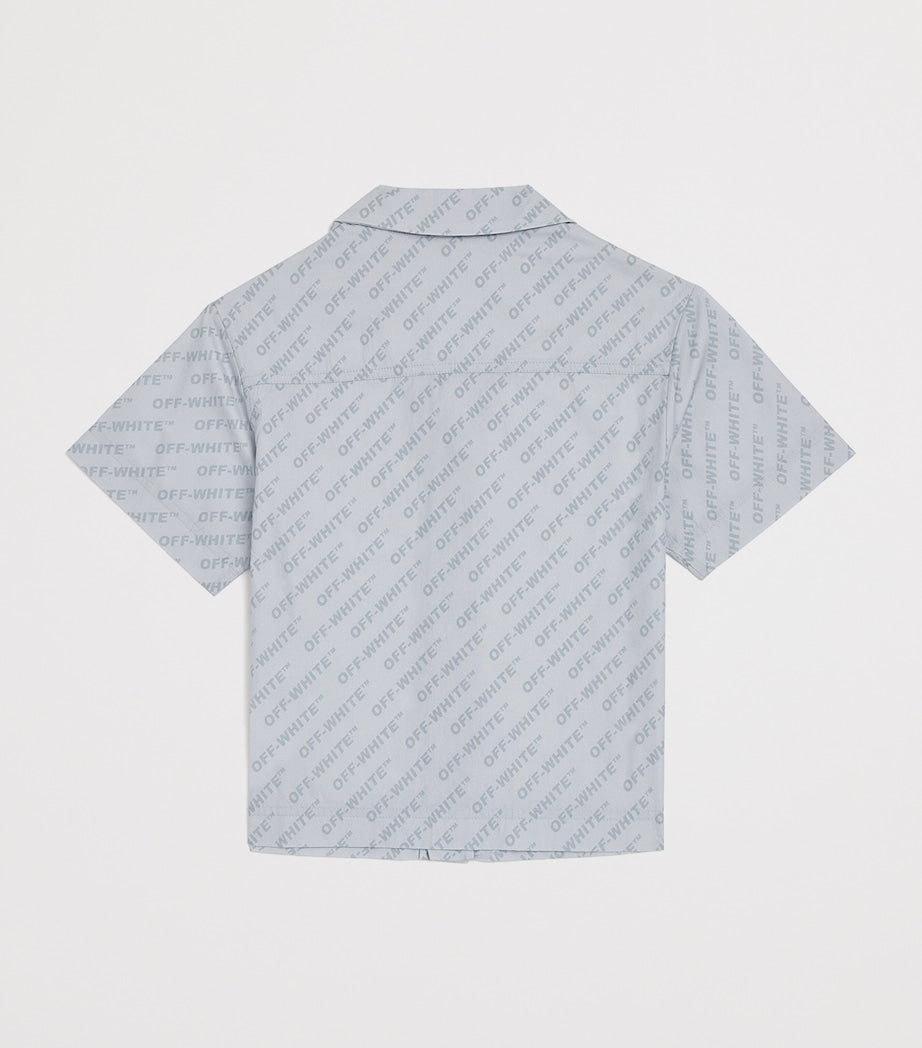 Off-White Kids Logo Bowling Shirt 4-12+ Years, imported from the UK