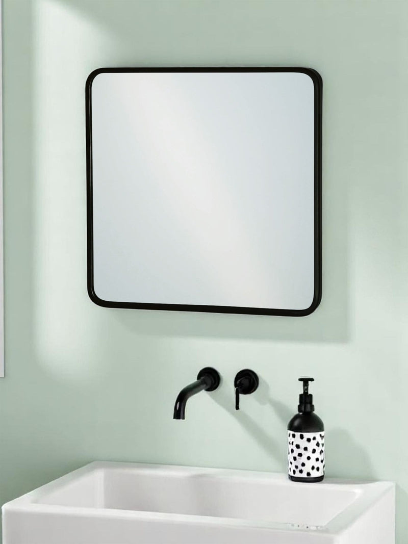 Showerdrape black Shoreditch square metal framed bathroom mirror 40x40cm (British brand)